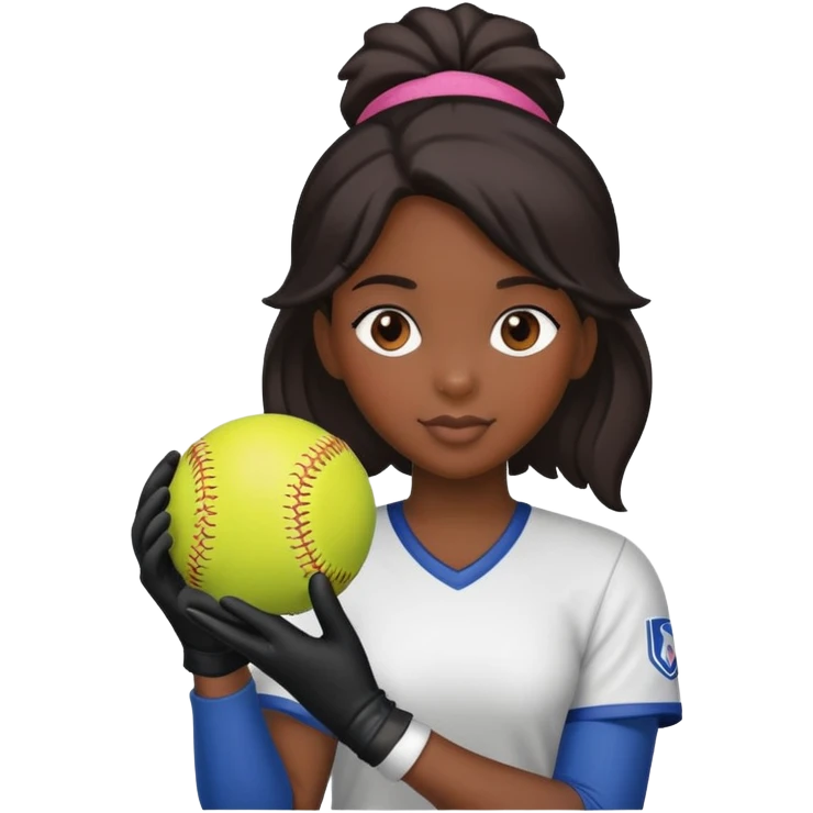 Black girl with glove and softball emoji