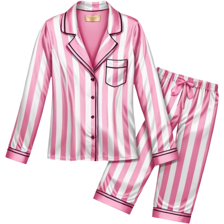 Striped pink and white silk Victoria’s Secret pajama set emoji