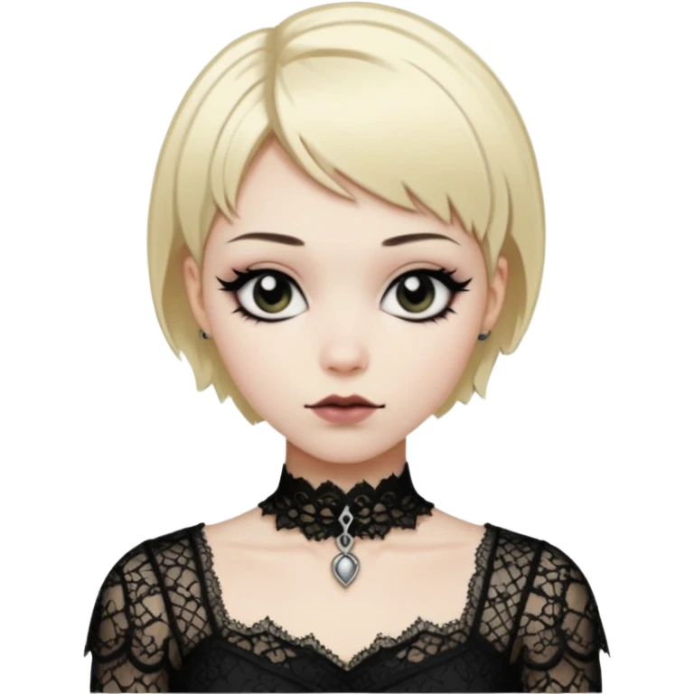 pretty short hair gothic blond baddie more pretty with eyeliner lace clothes emoji
