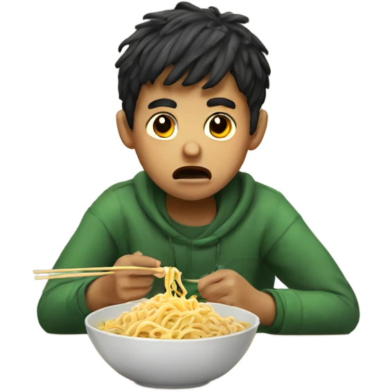 a boy eating bad noodles emoji