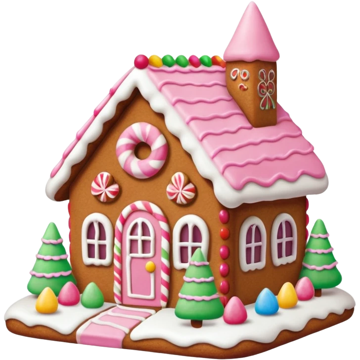 Gingerbread house pink emoji