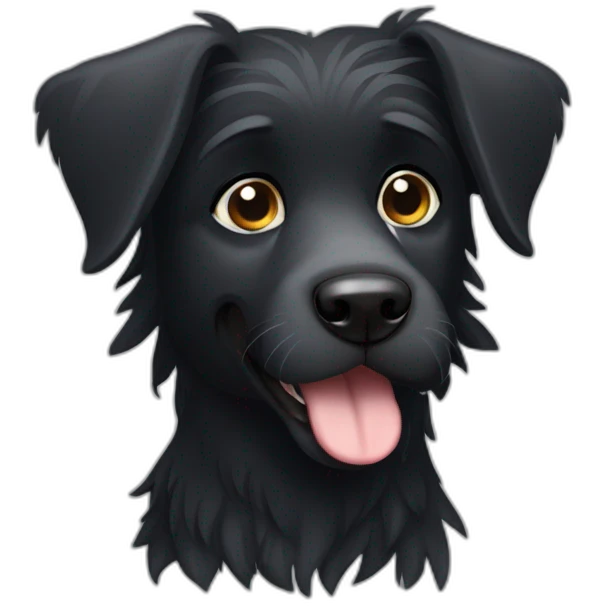 black griffon dog with really not much white hairs only under mouth and on eyebrows emoji