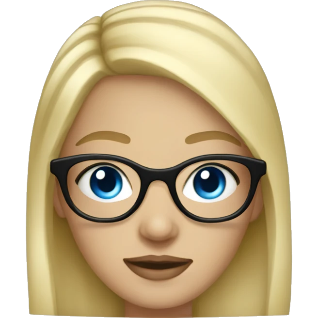 Long Blonde girl with blue eyes and big black square glasses  emoji
