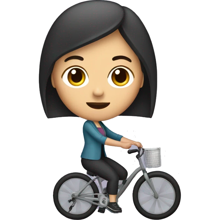 short white woman with dark hair. Iroquois. Loves karaoke, riding a bike, drinking aloe and sound emoji