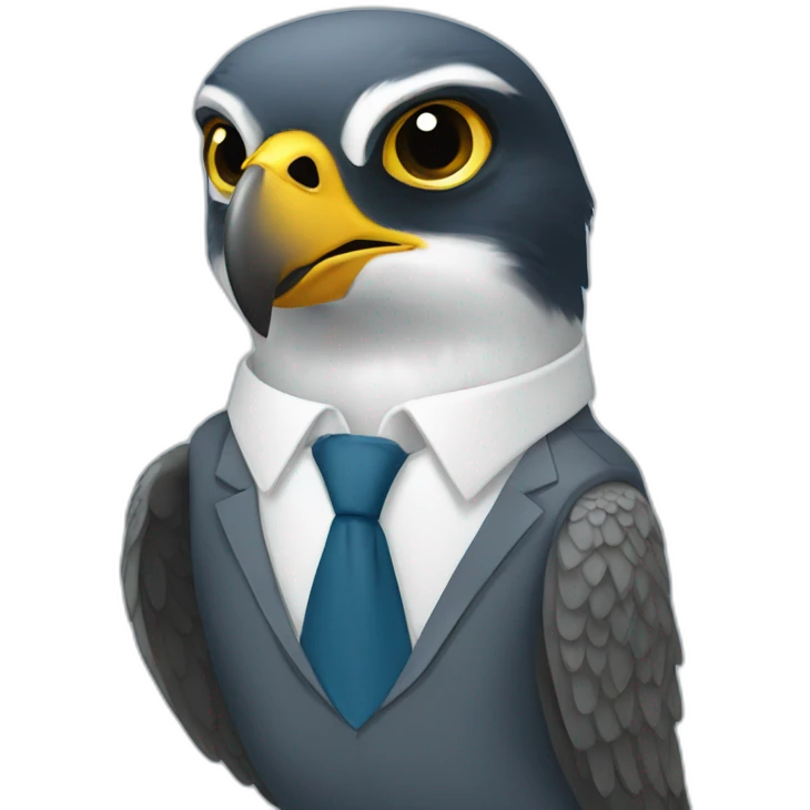 Peregrine falcon with office attire emoji