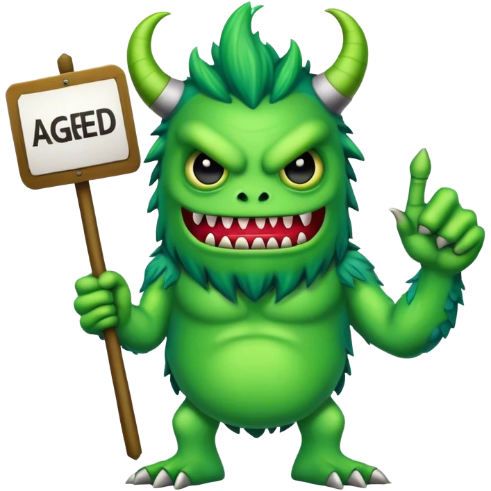 monster holding a sign "agreed" emoji