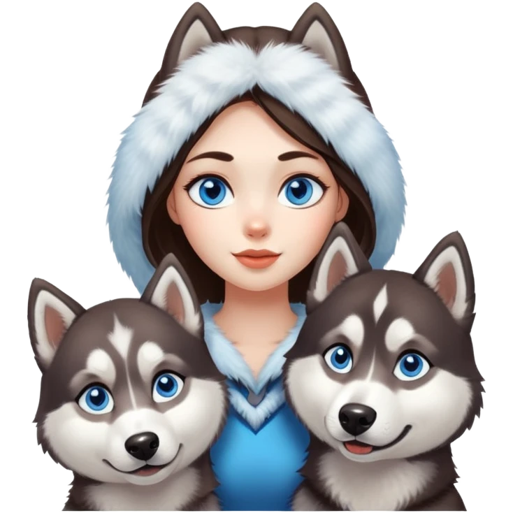 Girl with two huskies  emoji