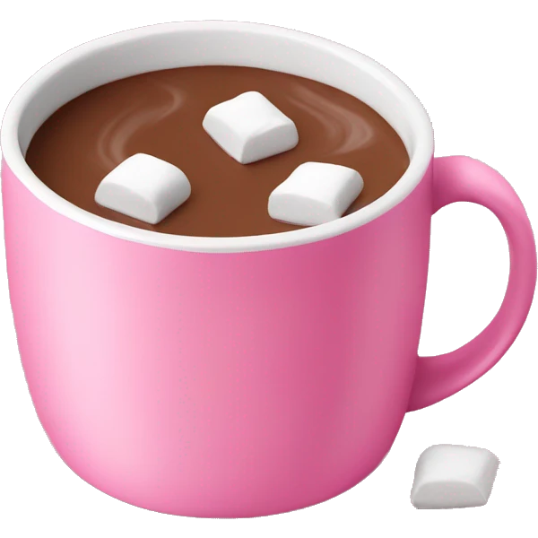 Hot chocolate in a pink mug with marshmallows  emoji