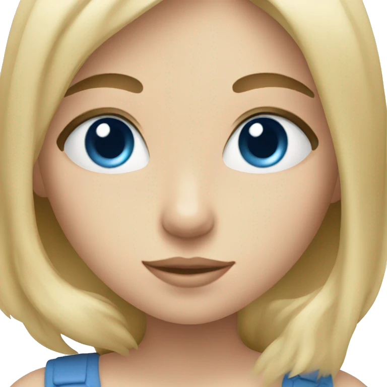 Blonde girl with blue eyes holding a cat emoji