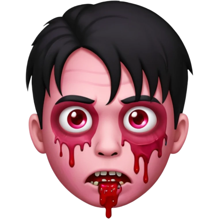 emoji-de-zumbi-de-you-boy-piercing-no-nariz-e-sangue-com-o-fundo-preto-cabelo-grande-e-preto-pink-red emoji