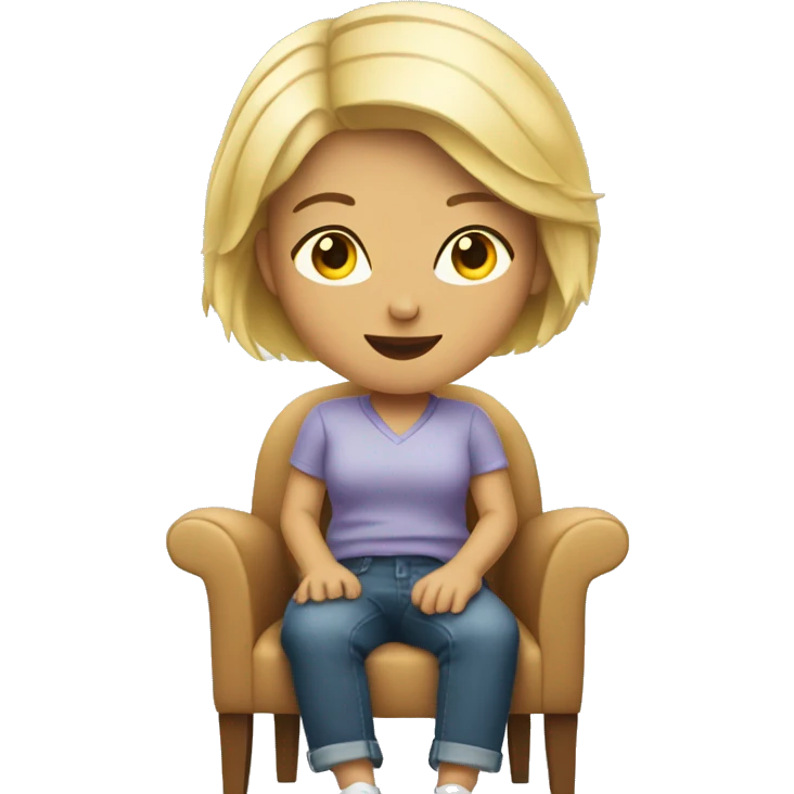 blonde girl with short hair sitting in chair emoji