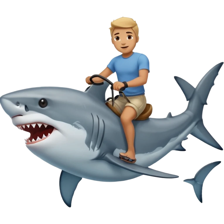 a human riding a shark emoji