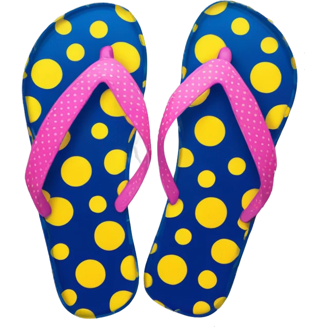 Realistic pair of polka dot summer flip flops isolated. emoji