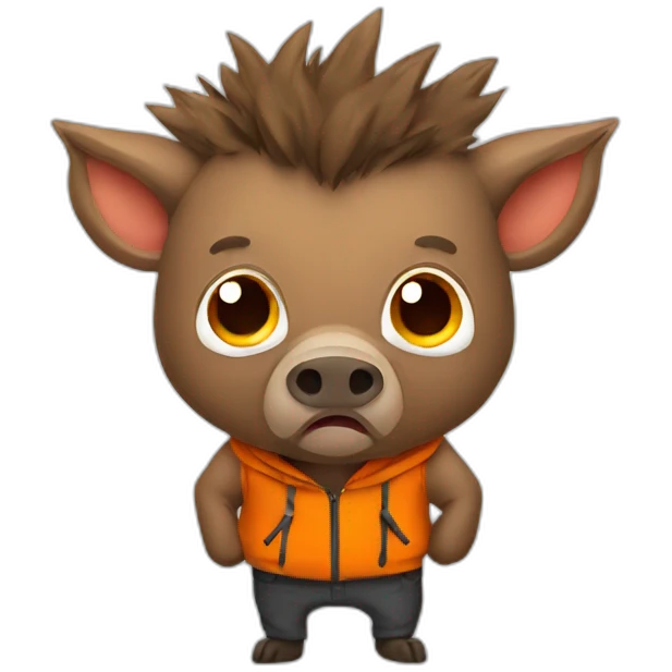ANGRY wild boar with orange jacket emoji