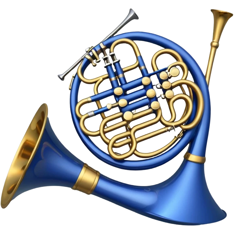 Blue french horn her tarafı mavi sarı detaylar olmadan emoji