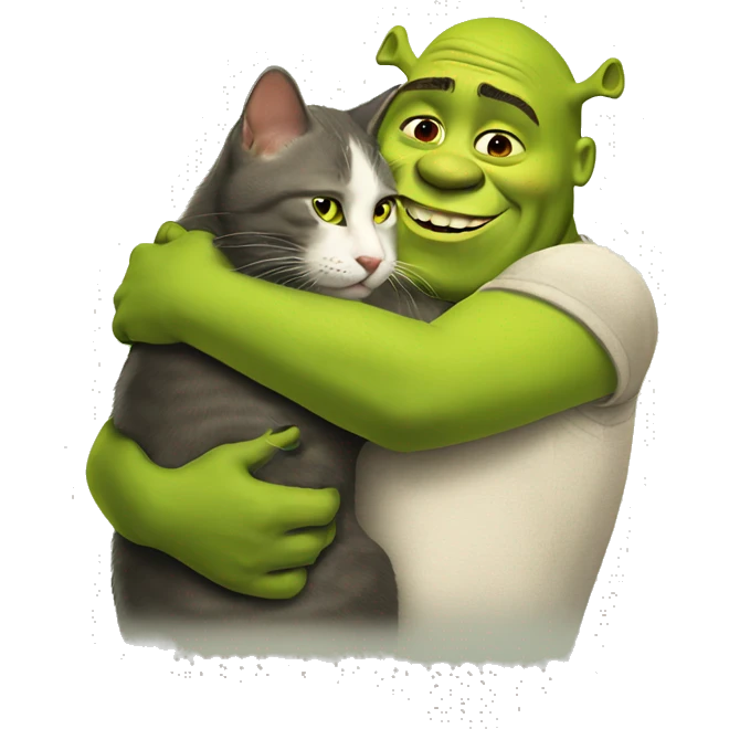 Shrek hugs cats emoji