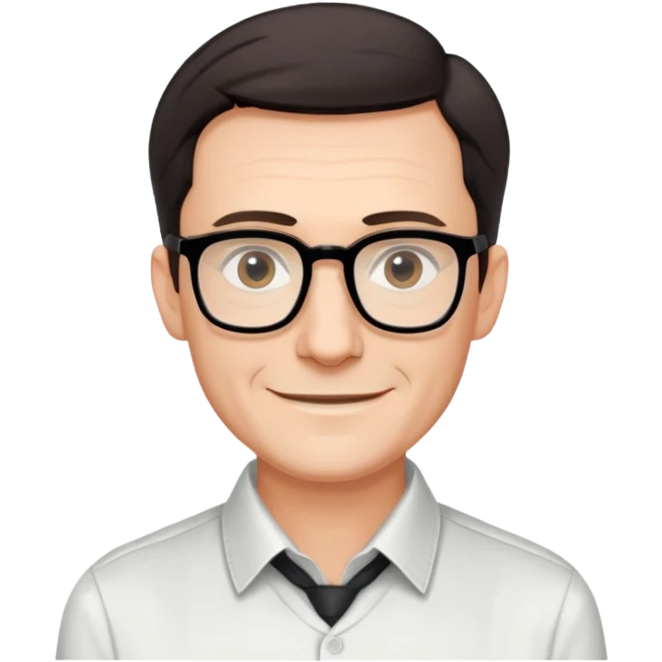 portrait of Hartmut Rosa, German philosopher, short dark hair, rectangular thin-frame glasses, clean-shaven, collared shirt, smiling emoji