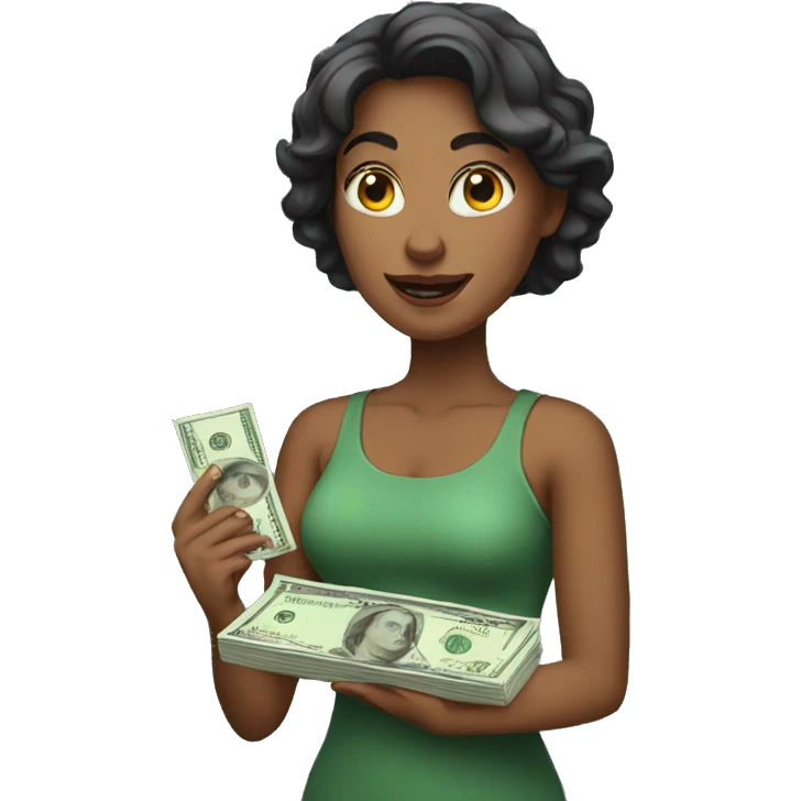woman holding 10000 bucks emoji