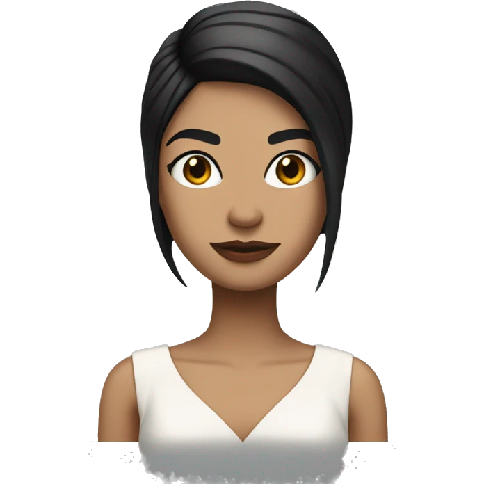 hair straight, American/British white, black hair, white face colour, slender face, wearing a trendy saree and accessories, full body, sharp jawline, edgy emoji