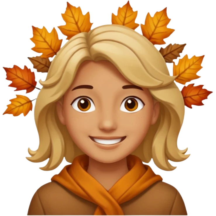 Autumn leave with a smile emoji