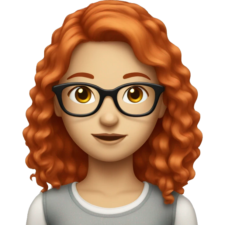 Pretty girl with red hair and glasses emoji