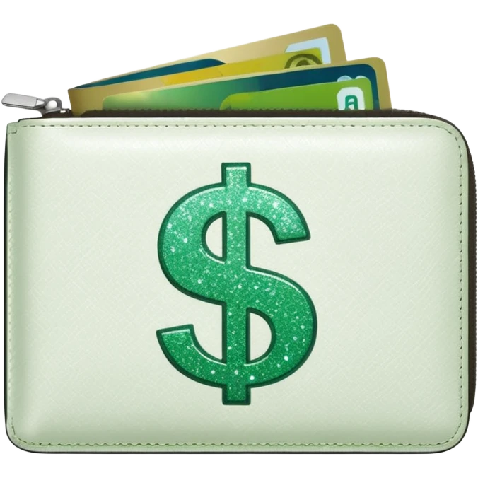 glitter white wallet green symbol $ emoji