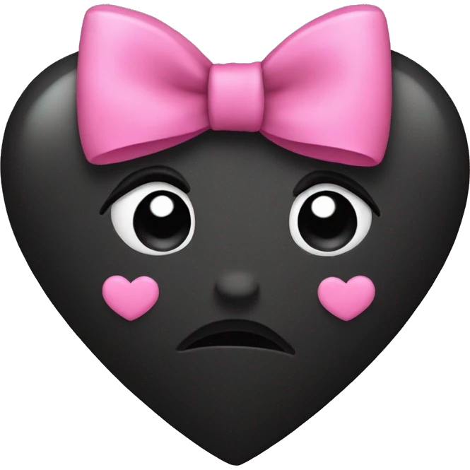 Black heart with pink bow emoji