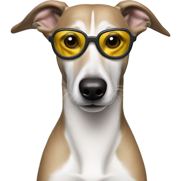 whippet dog with pilot glasses emoji