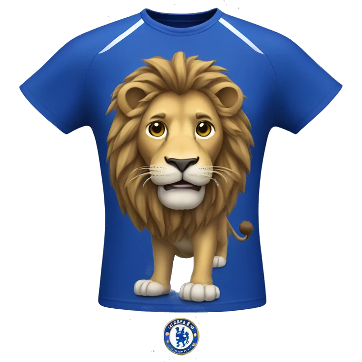 lion with Chelsea football club shirt emoji