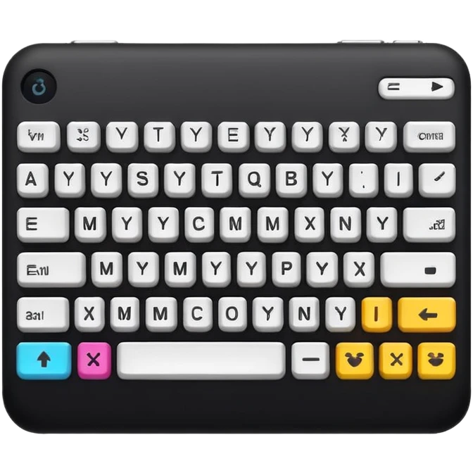 teclado, vista frontal, diseño simple, teclas resaltadas, estilo emoji de iPhone emoji