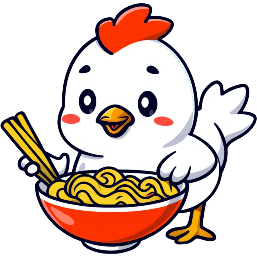 Chicken eat noodles  emoji