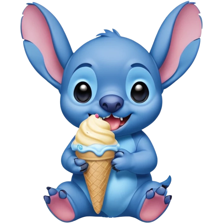 Stitch from lilo and stitch holding ice cream emoji