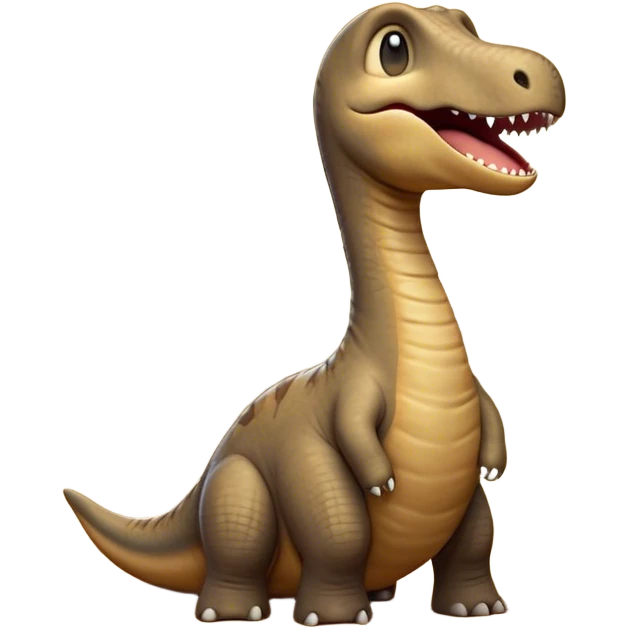 Cinematic Cute Yawning Brachiosaurus Portrait Emoji, Head tilted slightly with a dramatic, wide-open yawn, showcasing a gently drooping long neck and a small head with sleepy, half-closed eyes, set against a massive, textured body in warm earth tones, Simplified yet irresistibly adorable features, highly detailed, glowing with a soft, cozy golden glow, high shine, relaxed yet expressive, stylized with a dash of whimsical ancient charm, soft glowing outline, capturing the essence of a drowsy yet affectionate Brachiosaurus that appears ready to stretch and yawn its way out of the screen! emoji