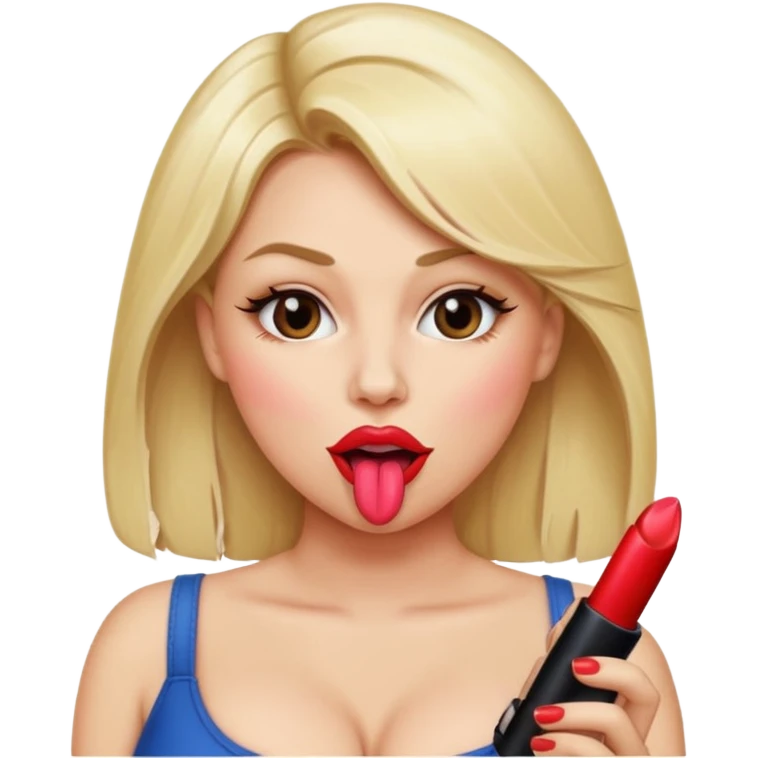 Topless blonde woman large breasts tongue out emoji