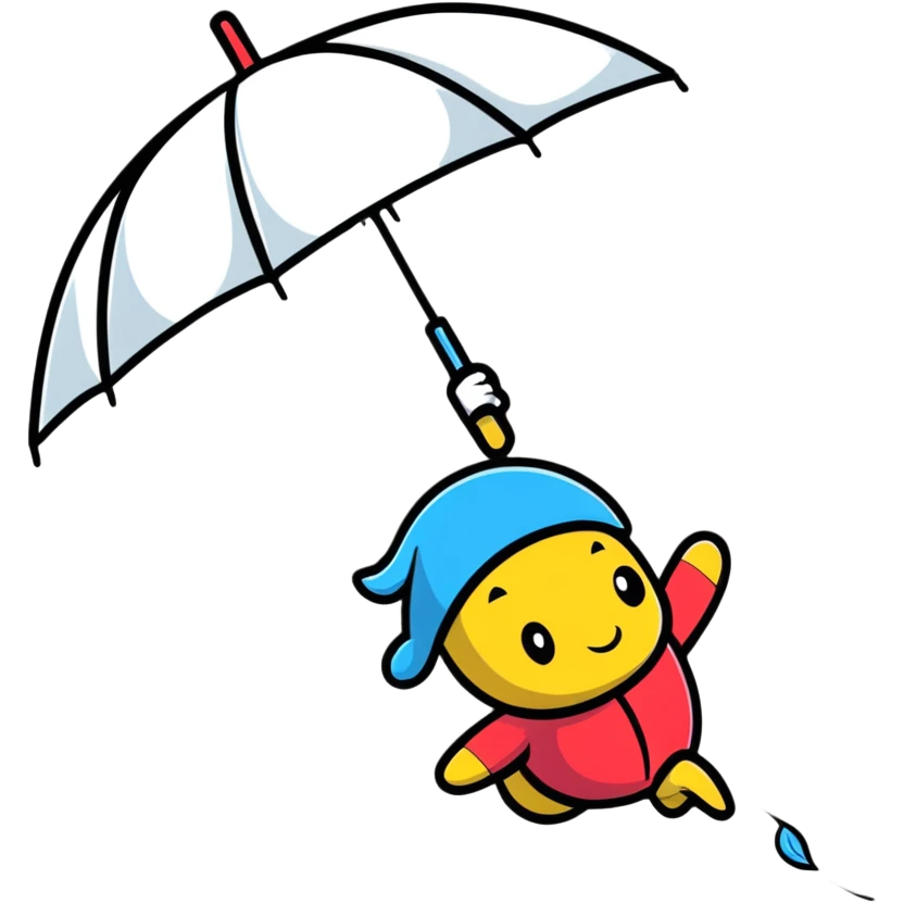 character flying through umbrella emoji