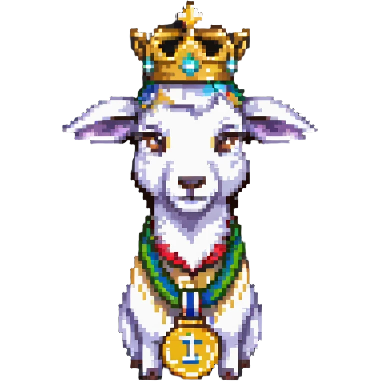 goat wearing a crown and gold medal emoji