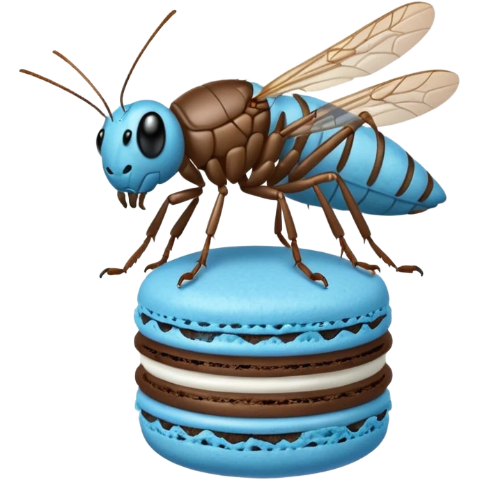 A cricket on a blue macaron emoji