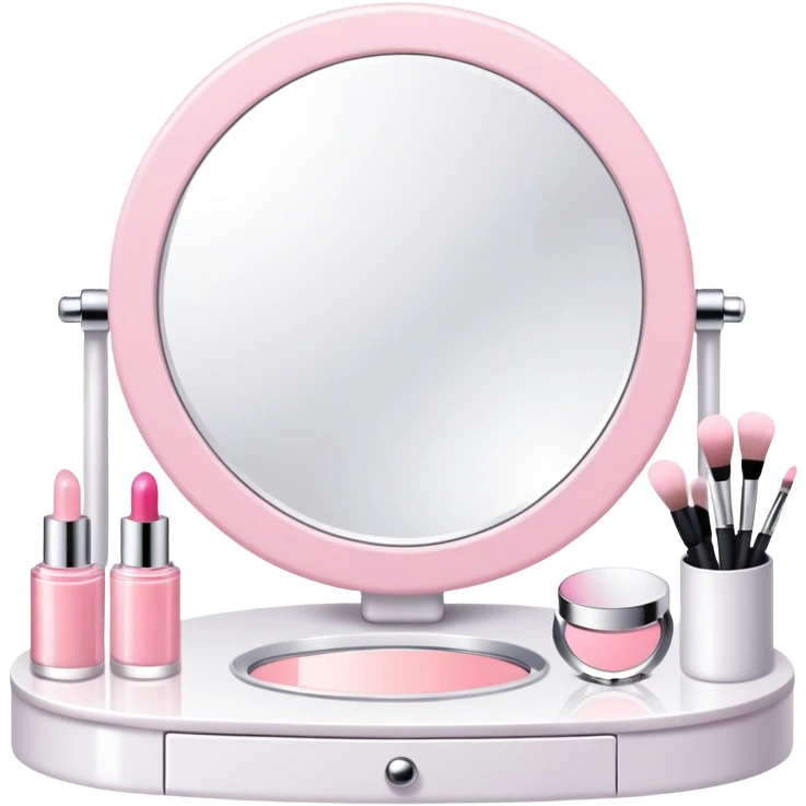 White Makeup vanity with light pink makeup emoji
