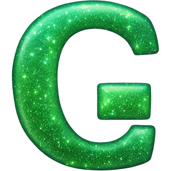 green glowing Glitter letter G emoji