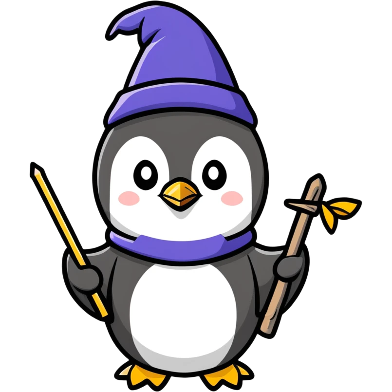 A penguin wizard emoji