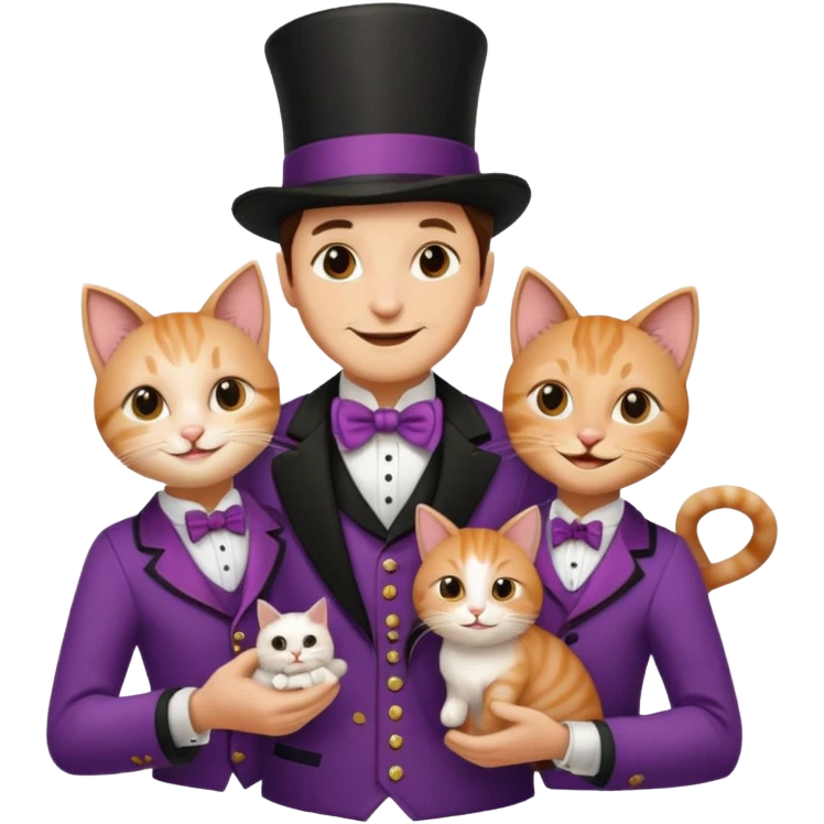 magician couple and their pet cat emoji
