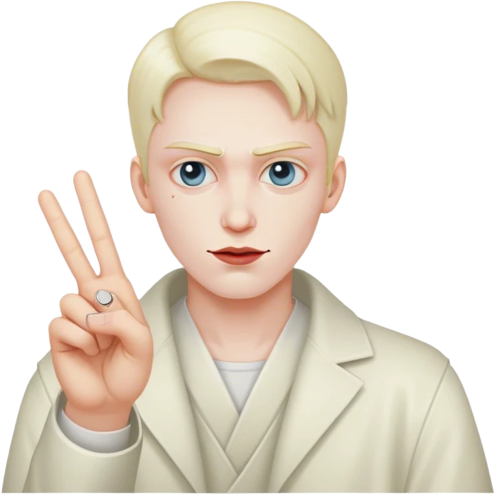 Villain throwing up peace sign emoji