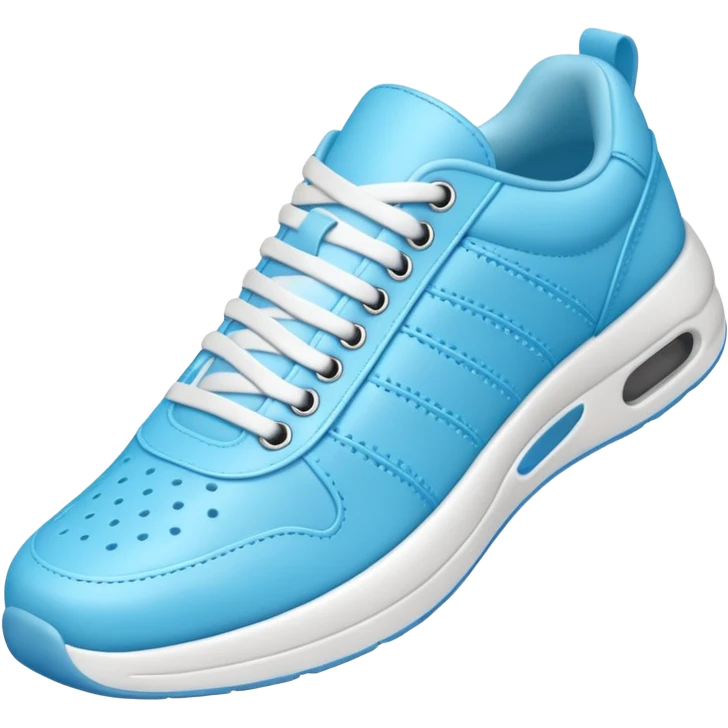 A 3D cartoon Sky Blue sneaker with soft texture, lace-up detail, and smooth reflections, isolated on plain background, Memoji-style. emoji