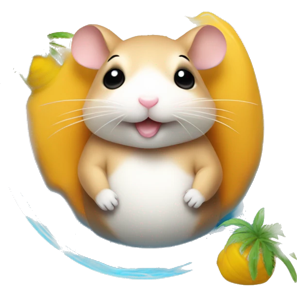 hamster in hotel minimalista con piscina relax emoji