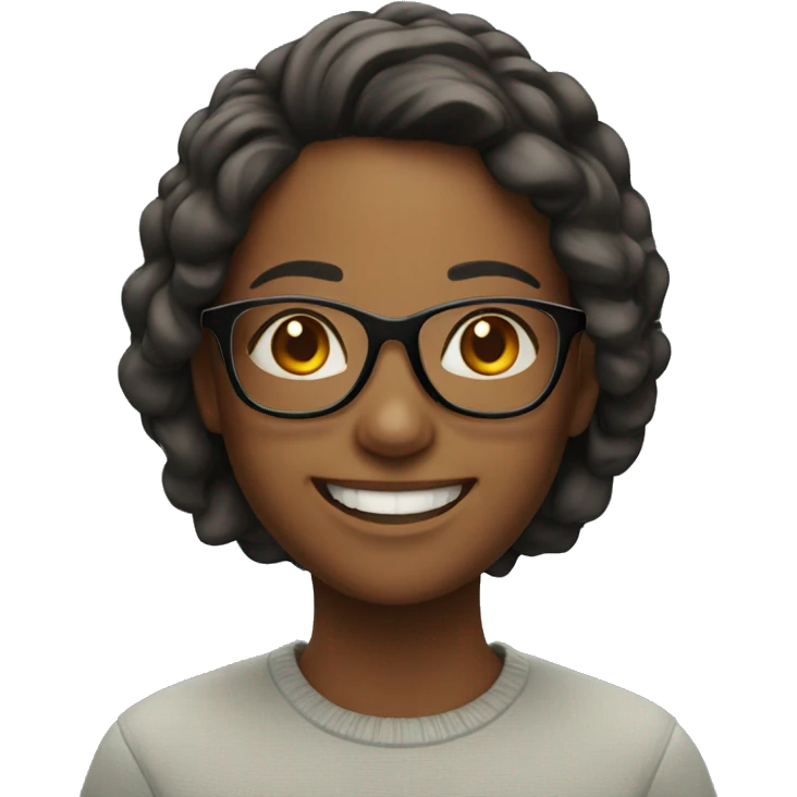 smiling girl with glasses indoors emoji