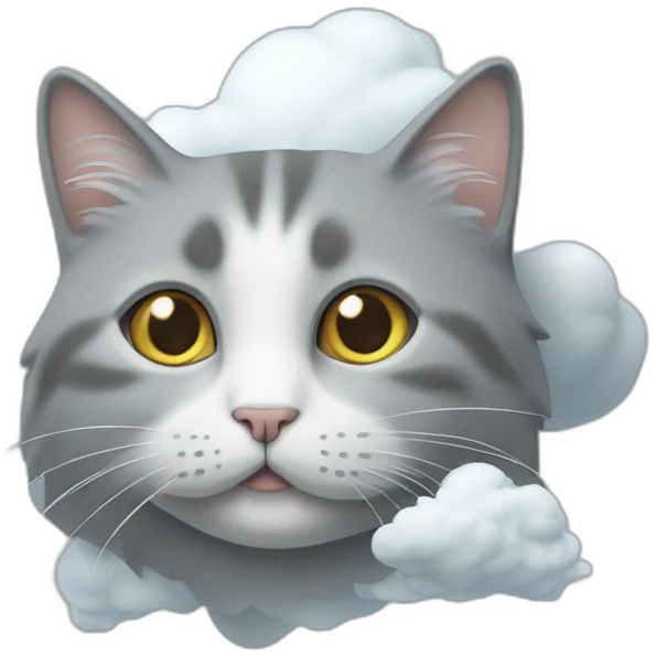 Un chat gris sur un nuage emoji