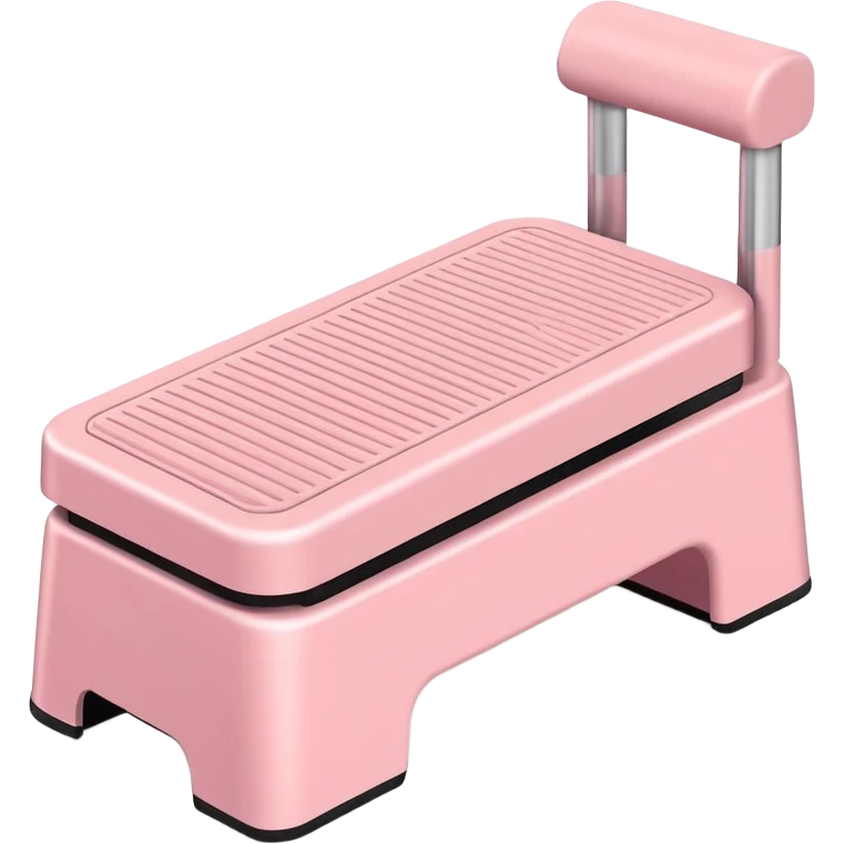 Pastel pink stepper platform with soft shadows, clean setup emoji