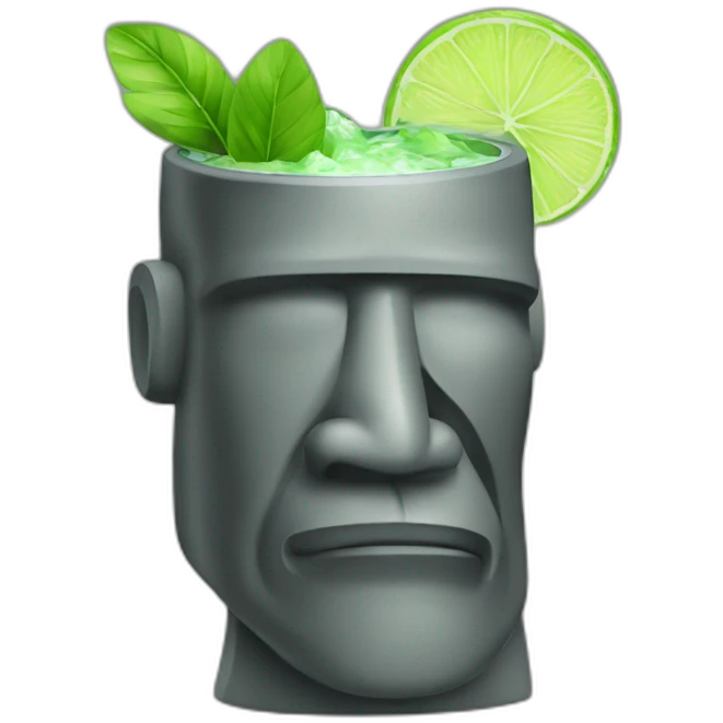 moai statue drinking mojito emoji