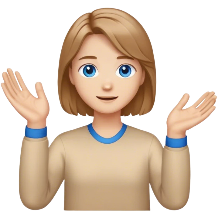 Applaus an meine beste freundin, mit so hellbraunen mittellangen haare, mit blauen augen  emoji