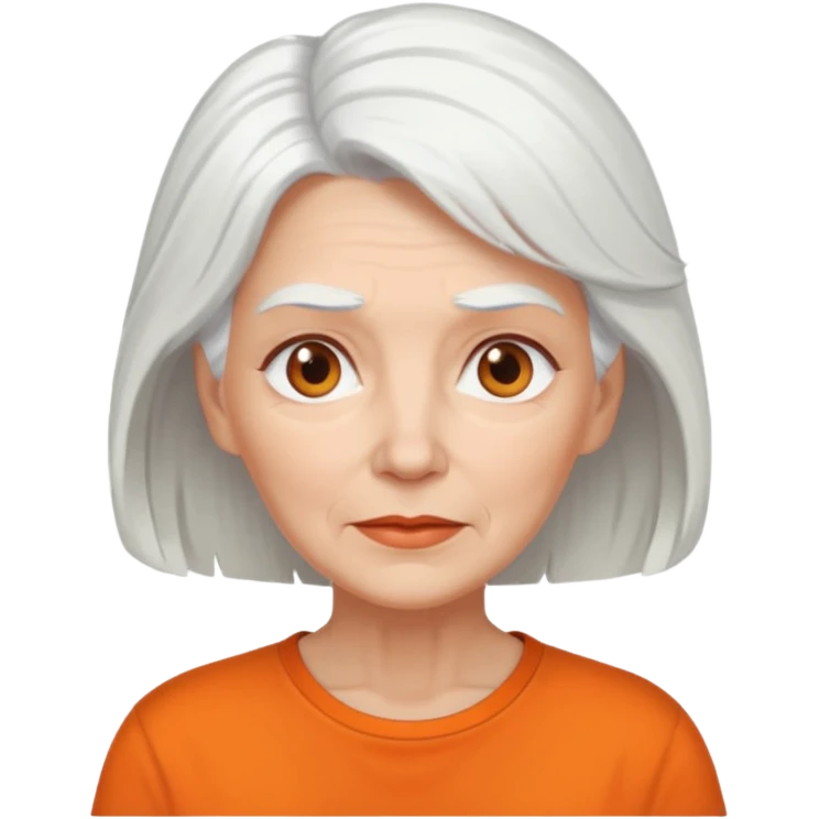 older white woman with white hair and orange shirt emoji